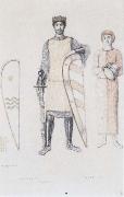 Fernand Khnopff Costume Drawing for Le Roi Arthus Mordred Lancelot and Lyonnel oil painting on canvas